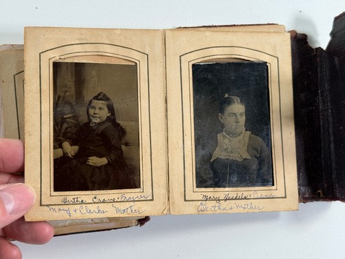 Antique Tintype Photo Album (20+) LONG crane HARRIS needles BROWN bowman FRAZIER - Picture 12 of 15