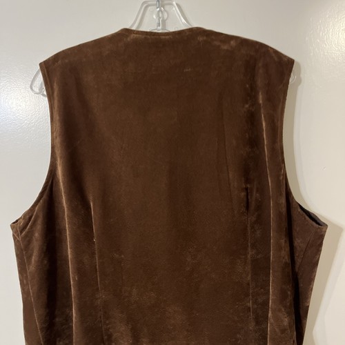 Vintage Stonebridge Chocolate Brown Suede Button Up Vest Sz XL - Picture 6 of 9