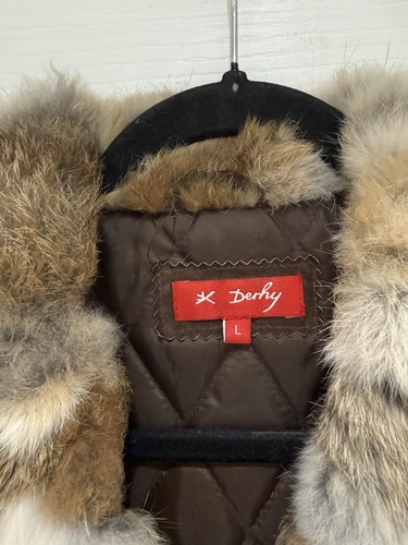 Damen Echt Wildleder Lederjacke mit Kaninchenfellkragen - Größe L - Bild 8 von 18