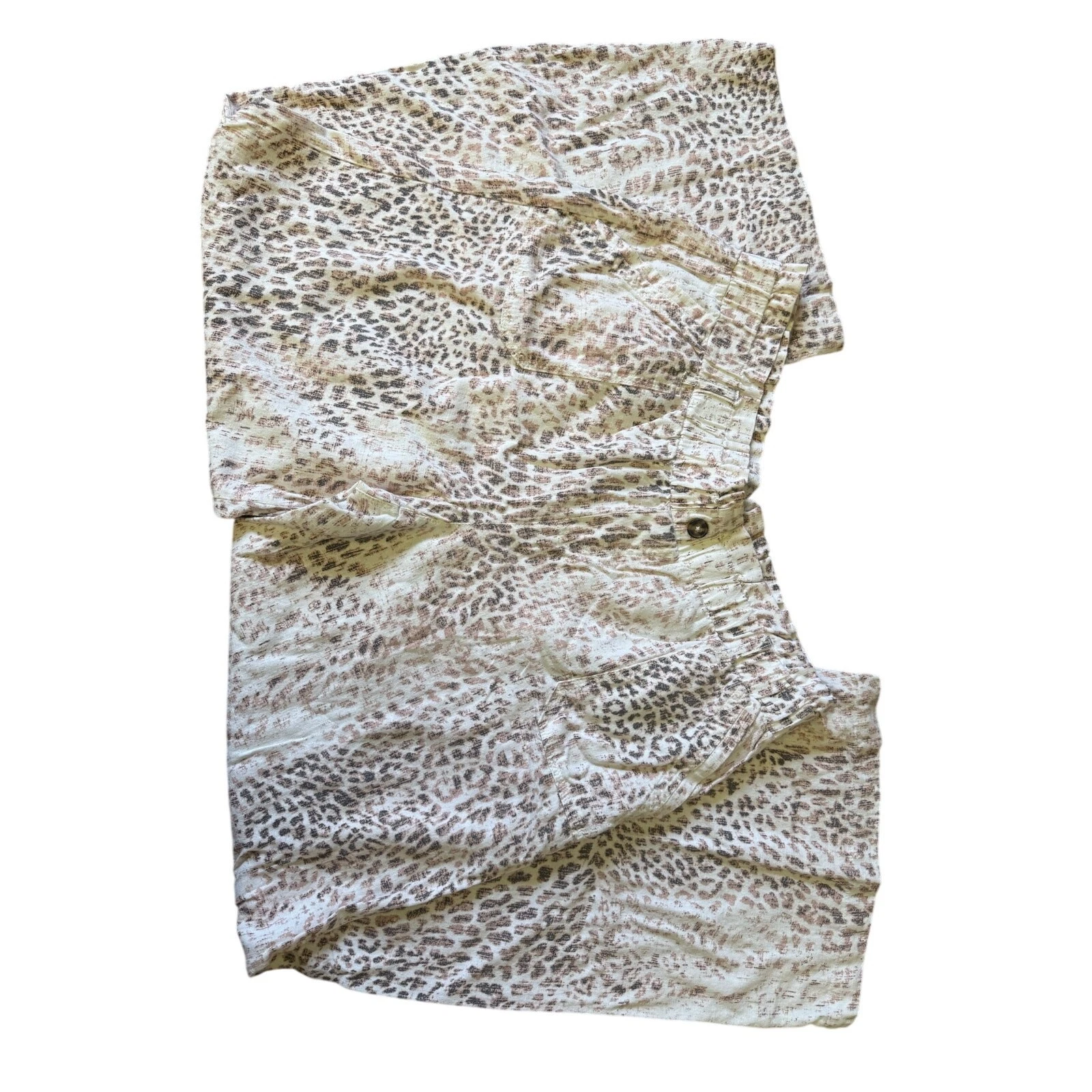 rewash pants linen blend capri brown and cream elastic waist women xl