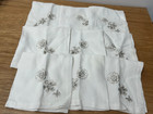 Williams Sonoma Honeycomb Lot of 9 Linen Dinner Napkins Floral Embroidered White