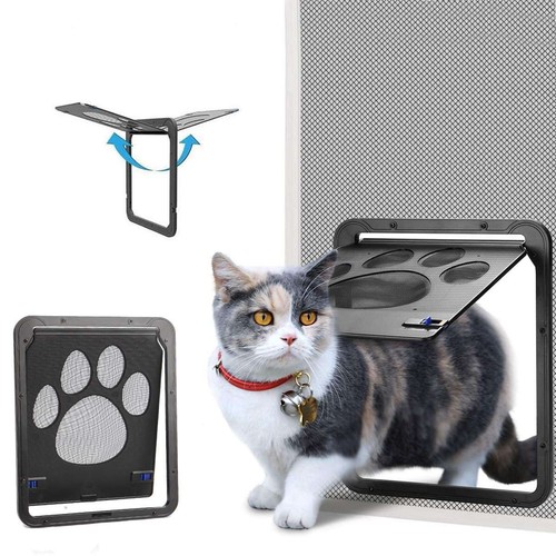 Dog Cat Magnetic Flap Screen Door Small Pet Puppy Lockable Gate Frame Wall Entry - Picture 3 of 15