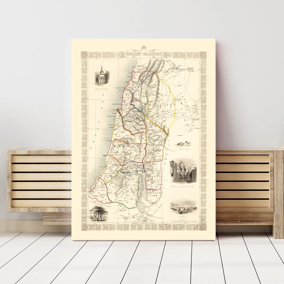 Old Map of Palestine 1851 - Vintage Palestine Art Wall Decor - Image 3 of 4