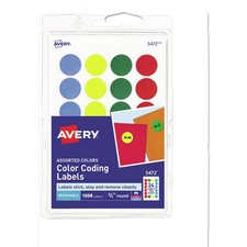 Avery 5472 0.75" Printable Removable Color-Coding Labels (24/SHT, 42 SHT/PK) New