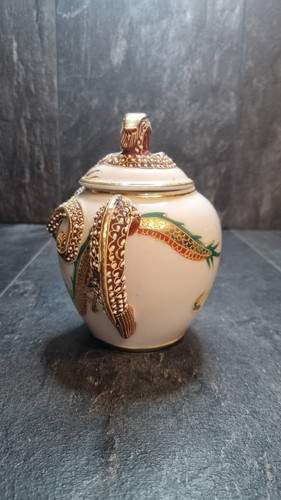 Vintage NTC Japanische Kutani Moriage Braun Drachen Ware Unsterbliche Zuckerdose - Bild 7 von 10