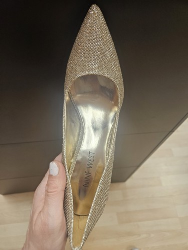 Nine West Glittery Gold Heels sz 6 nwflax 79931491-kq7 With box. sparkle model - Picture 7 of 12