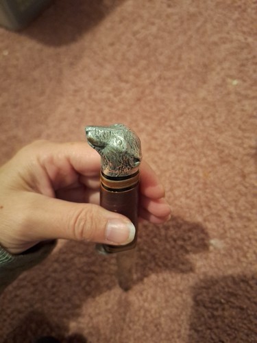 VINTAGE JC HIGGINS USA BLADE HUNTING KNIFE/SHEATH & case, BEARS HEAD TOP - Picture 8 of 14