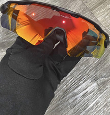 Oakley Radar Cycling Sunglasses Black Frame Red Mirrored Interchangeable Lens