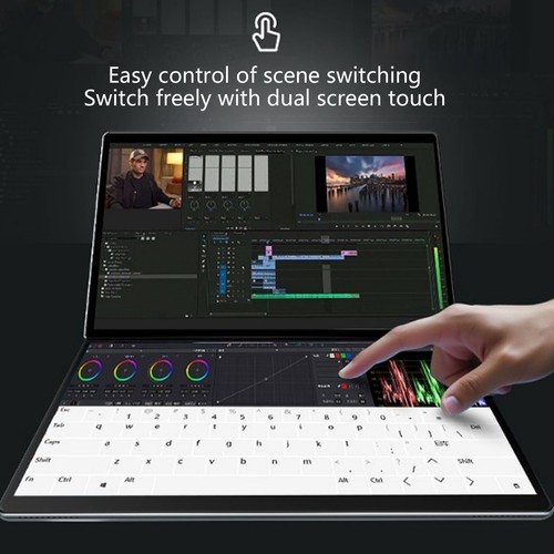EU Plug 13.5in HD Dual Touchscreen Laptop 16GB 256GB 180° Folding Portable B NEW - Zdjęcie 3 z 12
