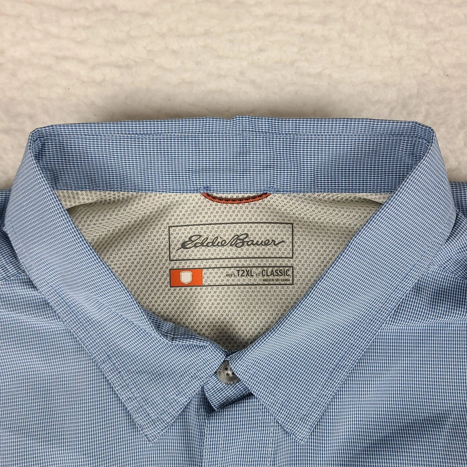 Eddie Bauer Shirt Mens T2XL 2XL XXL Tall Blue Classic Vented Sport Shop Flap - Image 3 of 4