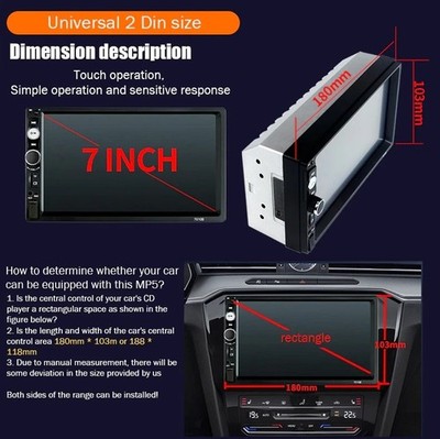 7'' Double 2 DIN Car MP5 Player Bluetooth Touch Screen Stereo Radio With Camera