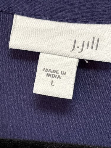 J. Jill Pima Cotton Size Large Polo Dress Short Sleeve Navy Blue Preppy Button - Picture 3 of 7