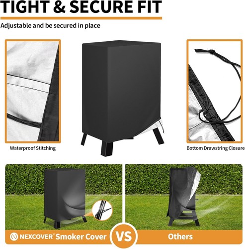 NEXCOVER Electric Smoker Cover 30 Inch 30" Vertical Cover, Black - Picture 3 of 7