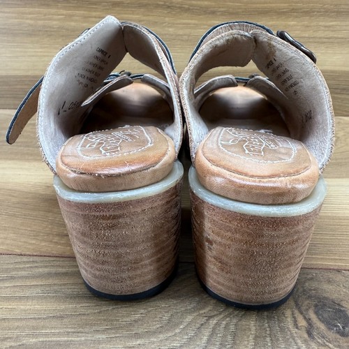 Freebird Caprice Sandalen Größe 6 hellbraun türkis Schlangenmuster Leder klobige Slipper - Bild 7 von 11