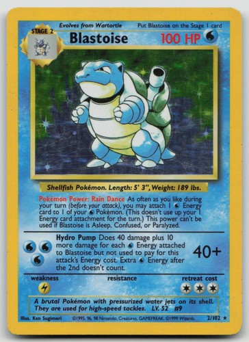 1999 Pokemon TCG Base Set Blastoise #2/102 MP #1