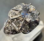 Vintage Art Deco Style Sterling Silver Diamonique CZ Ring Size 6