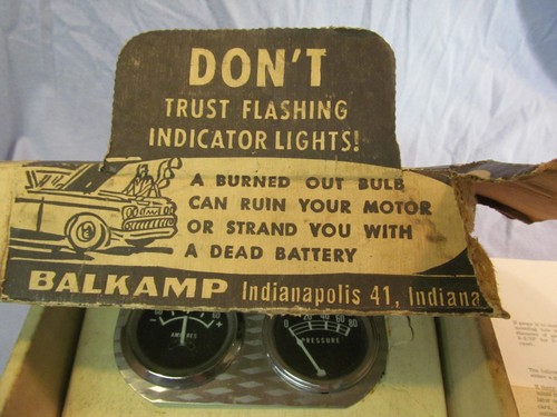 NOS VINTAGE NAPA BALKAMP 3-5838 AMMETER OIL PRESSURE GAUGES - Foto 4 di 4