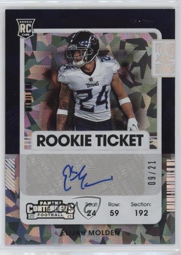 Boleto de hielo agrietado Panini Contenders 2021/21 Elijah Molden #194 novato automático radiocontrol - Imagen 1 de 3