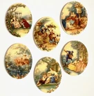 6 Vintage Victorian Lovers Romantic Courting Scenes 40x30mm. Acrylic Cameos 145