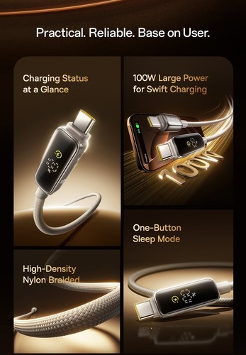 Baseus PD 100W USB C Fast Charging Cable for iPhone 16 15 Digital Display Cord - 第 8/23 張圖片