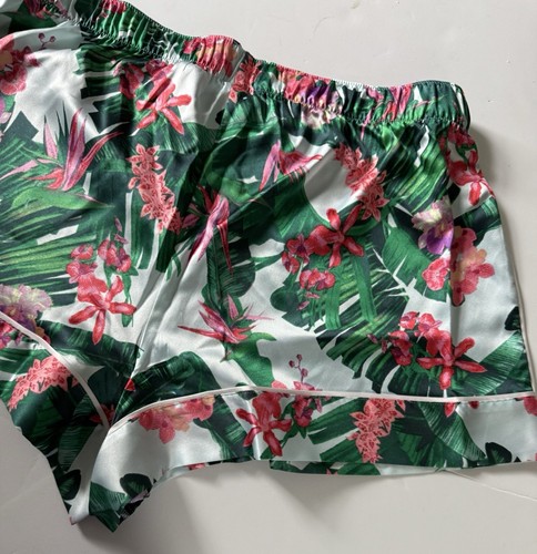 Victoria's Secret Mujer Nuevo con Etiquetas Talla Grande Satén Pijama Pantalones Cortos Sedosos Estampado Tropical - Imagen 3 de 9