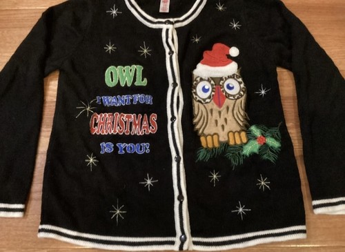FEO Suéter de Navidad para Mujer Talla S (4-6) "Búho Quiero Para Navidad Eres Tú" - Imagen 5 de 24