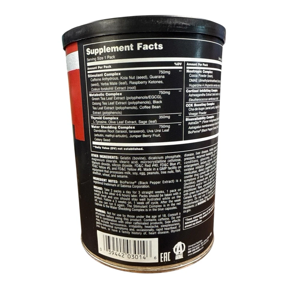 Universal Nutrition Animal Cuts, 42 Paquetes - Potentes termogénicos aumentan el metabolismo Foto 3 de 4