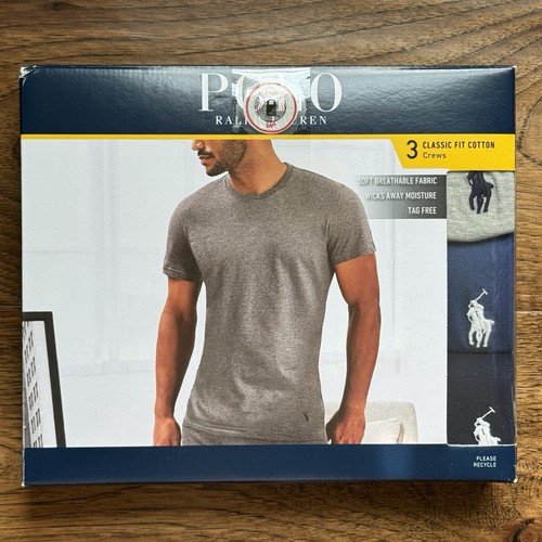 Polo Ralph Lauren Men’s 3-Pack T-Shirts Classic Fit Cotton Size Medium Gray Blue - Picture 2 of 6