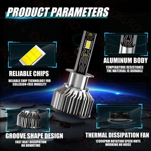 Combo de faros LED altos/bajos + bombilla antiniebla 6500K blanco para Kia Optima 2009-2010 - Imagen 2 de 11