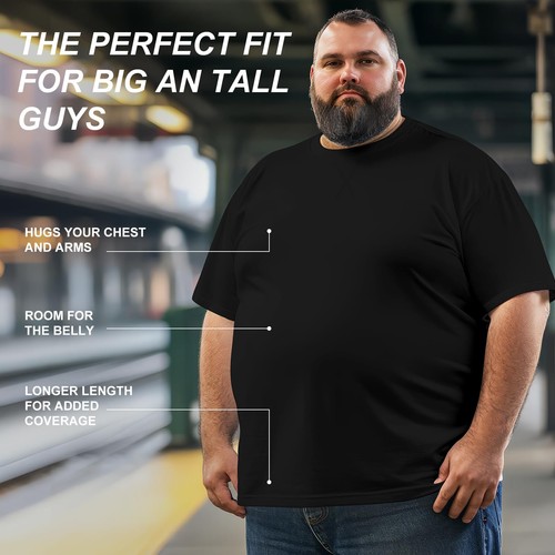 Paquete de 3 camisetas grandes y altas informales elásticas de manga corta para hombre 3XL-8XL para... - Imagen 3 de 6