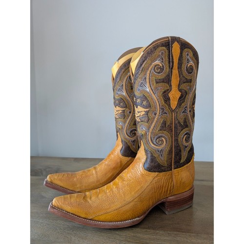 El General Westernstiefel Herren Größe 7,5 Senf Exotisch Caiman Cola Leder Cowboy - Bild 2 von 4