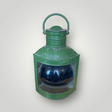 Antique T. & H. Liverpool Green Dock Lamp (D/L) ?Blue Lens  Nautical Oil Lantern