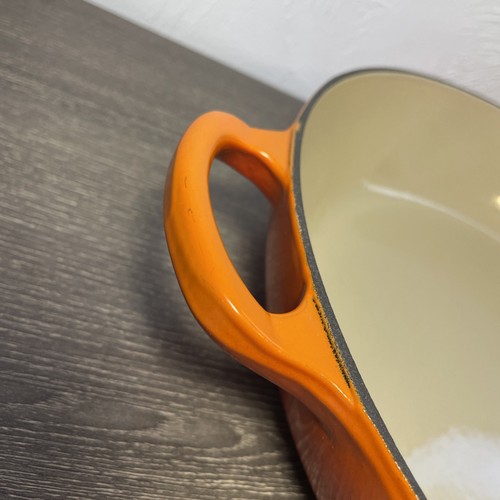 Rare Le Creuset Shallow Braiser Pan 30cm 3.5 qt Flame Orange Cast Iron France - Picture 11 of 23
