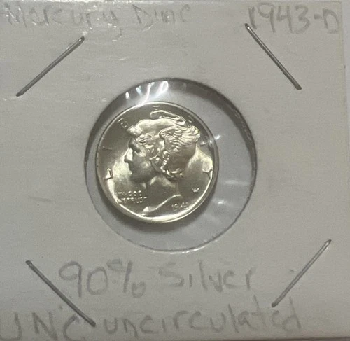 1943-D Mercury Winged Liberty Head Dime United States 90% Silver Uncirculated
