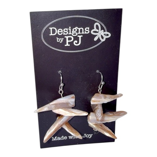 Handmade Mother of Pearl Shell Dangle Earrings, Boho Ocean Balance Jewelry - Picture 4 of 7