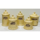 Pfaltzgraff Village brown scripts CANISTER SET flour sugar tea coffee cookie jar