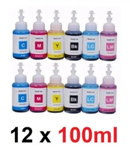 12 X REFILL Ink For Epson EcoTank L800 L805 L810 L850 L1800 Compatible With 673