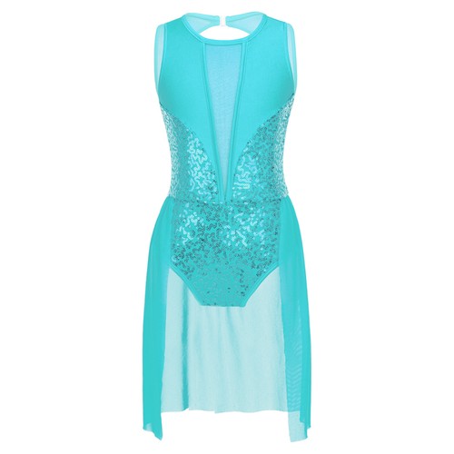 Kids Girls Sequins Splice Mesh Lyrical Dance Performance Costume Ballet Dress - Bild 24 von 81