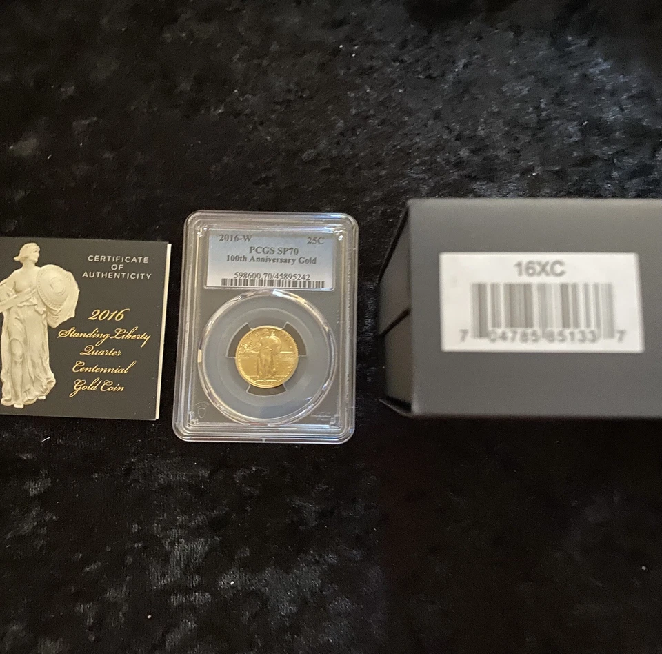 Cuarto de oro Standing Liberty Centennial 2016 graduación profesional SP70 Foto 4 de 4
