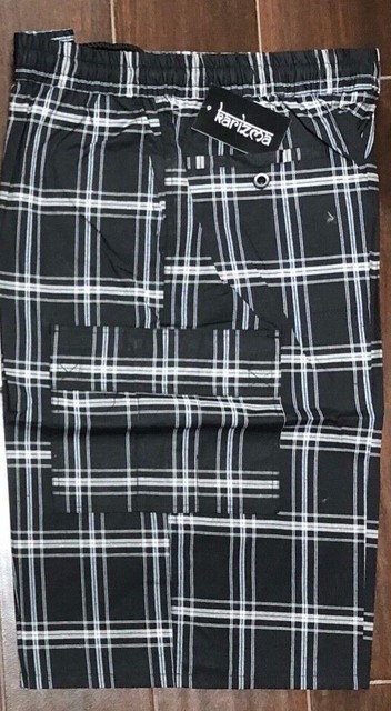 KARIZMA Mens Plaid Checker Cargo Shorts Elastic Waist