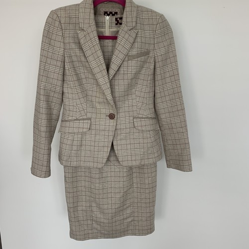 NEXT Tweed Suit Set Dress & Blazer With Satin Lining UK 8