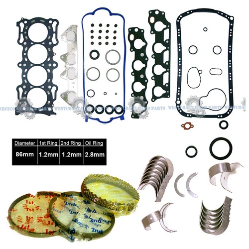 98-02 Honda Acura 2.3 F23A1 Full Gasket Set Rings Main Rod Bearings RE-RING KIT - Bild 1 von 7