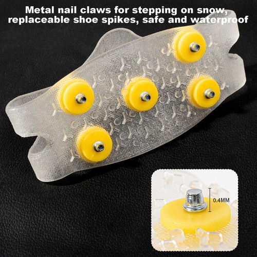 Ice Snow Anti Slip Spikes Grips Grippers Crampons Cleats For Hike Shoes Boot - Picture 3 of 12