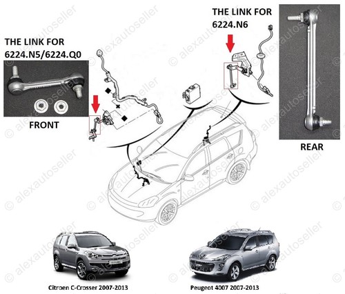 Frontscheinwerfer Höhenniveausensor Link Peugeot 4007 Citroen C-Crosser 6224.Q0 - Bild 3 von 3