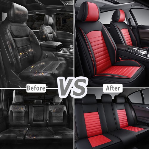2/5-Seats Car Seat Covers 3D PU Leather Deluxe Front Rear Cushions Set Universal - Picture 7 of 20