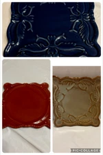 California pantry 6x6 plate trinkets, candles, cake lot 3  Red Green Tan