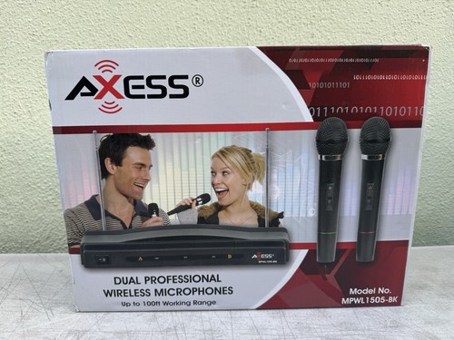 Axess Dual Professional Wireless Microphones 2-Channel Model MPWL1505-BK USED