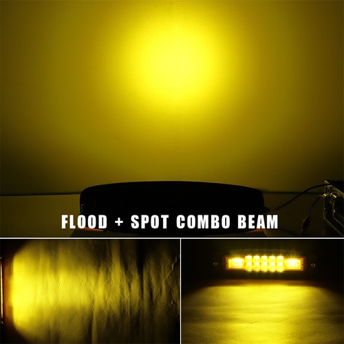 Flush Mount 7in LED Work Light Bar Pods Amber White Flood Spot Combo Fog Offroad - Picture 10 of 22