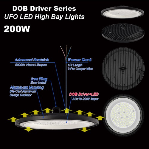 10 PACK LED UFO Shop Light 200W Factory Warehouse Commercial Light Fixtures - Picture 6 of 12