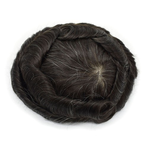 Fine Mono Mens Toupee Poly Skin Hair System Pu Replacement Wig Mens Hairpiece US - Picture 21 of 44